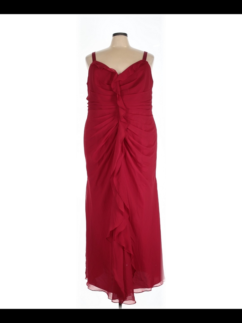 White by Vera Wang Red Ruffle-Front Maxi Dress